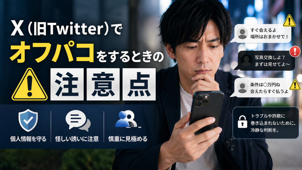 Xでオフパコをするときの注意点を確認する男性